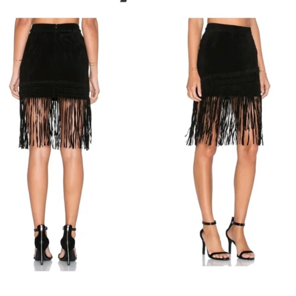 BLANKNYC  Chic Black Fringed Mini Skirt. 100% Real Suede Leather. Size 28